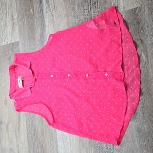 Abercrombie kids M sheer tank button down sleeveless neon pink blouse